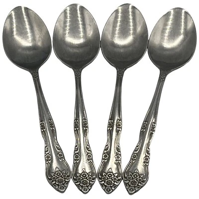 ROGERS DREAM ROSE Stainless Korea 7" SOUP SPOONS (4 Pieces) Replacement - Image 1 of 4