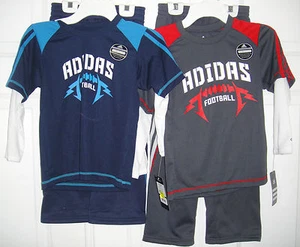 ADIDAS NWT Boys2PC Top Shirt Football Pant Logo Blue Red 2 2T 3 3T 4 4T 5 6 7 7X - Picture 1 of 6