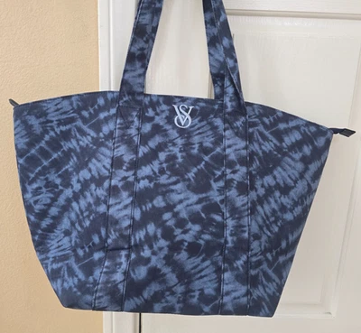 NEW Victoria's Secret NAVY BLUE Weekender Tie Dye Tote Bag Shopping Bag NWOT - Image 1 of 4