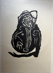 Carsten Nicolai, großformatiger Holzschnitt, signiert, 1992, Alva Noto - Bild 1 von 3