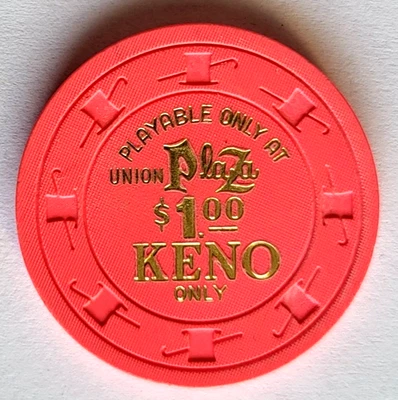 $1 Union Plaza "KENO" Versión Bastón Largo - DOWNTOWN LAS VEGAS Casino Chip Foto 1 de 3
