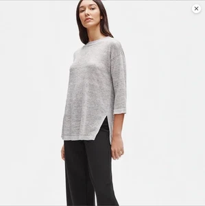 Eileen Fisher Organic Linen Melange Tunic Sweater XL Beige Minimalist Oatmeal - Picture 1 of 12