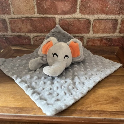 "Elegante Manta de Seguridad Bebé Gris Elefante Lovey Minky Dot Ambos Lados 11.5""" Foto 1 de 4