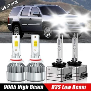 For GMC Yukon 2015-2019 6000K LED Headlight Bulbs High Low Beam Kit 9005+D3S - Picture 1 of 11