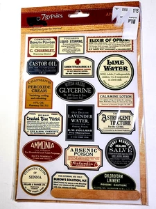 7gypsies 18 Apothecary Signs Halloween Chemist Rub-Ons  Released 2011 - Picture 1 of 3