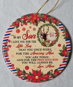 Heartfelt Circular Christmas Tree Ornament For Adult Son From Mom!  - Picture 1 of 3