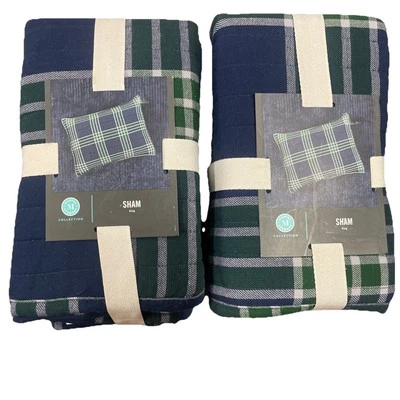 Pair Of Martha Stewart Collection Blackwatch Green Plaid King Pillow Sham - Image 1 of 4