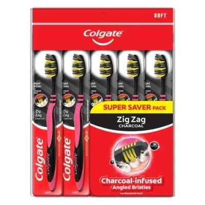 Colgate ZigZag Charcoal Toothbrush Soft 5s [Valuepack] - Image 1 of 4
