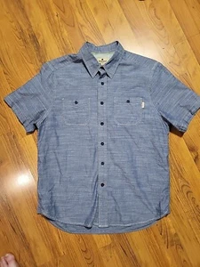 Camisa De Colección Woolrich Abotonada Manga Corta Algodón Denim-Look Para Hombre Talla Grande - Imagen 1 de 10
