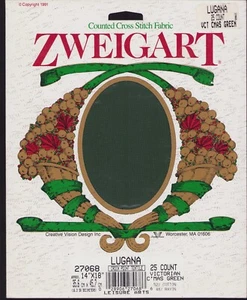 Cross Stitch Zweigart Victorian Green 25 ct Lugana Germany Switzerland 14x18" - Picture 1 of 2