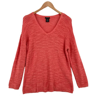 Suéter Pullover XL Calvin Klein Jeans Para Mujer Rojo Naranja Tejido Cuello en V Foto 1 de 4