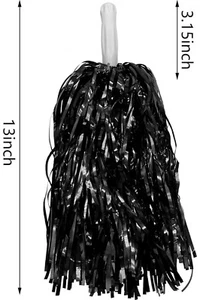 12pc Cheerleading Pom Poms Metallic Foil Plastic Pom Poms with Baton Handle for - Picture 1 of 2