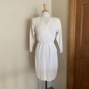 Vintage 80’s  St. John Santana Knits cream ivory Dress 4 - Picture 1 of 5