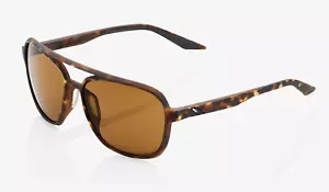 100% Sunglasses - Kasia - Soft Tact Havana - Bronze PEAKPOLAR Polarized Lens - Picture 1 of 2