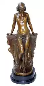 Große Art Deco Bronzeskulptur - Ägypterin - signiert Milo - Marmorsockel - Bild 1 von 8