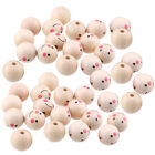 40pcs 20mm Spacer Threaded Smile Face Jewelry Making Natural Wood Bead Bracelets