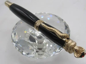 BEAUTIFUL HIGH QUALITY HANDMADE COBRA BLACK PEARL ACRYLIC ROLLER BALL PEN - Picture 1 of 5