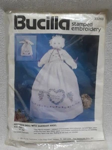 Keepsake Doll With Guardian Angel 1992 Bucilla Stamped Embroidery Kit #33269 - Picture 1 of 2