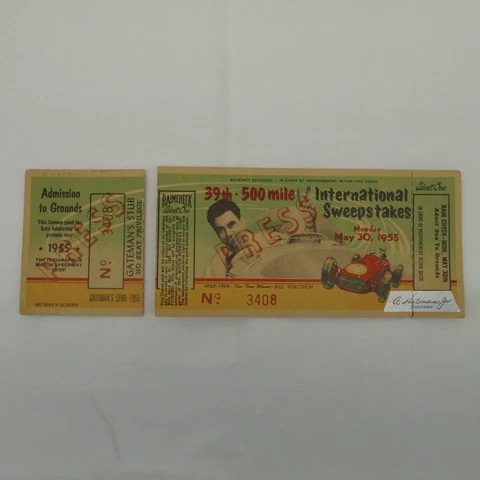 1955 Ticket Stub Indianapolis 500 International 500 Mile Sweepstakes Bob Sweiker Cover