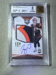 2020 Panini Joe Burrow RC Jumbo Prime Sick Patch /75 RPA Rookie BGS 8 Auto 10 - Picture 1 of 2