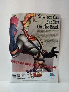 Earthworm Jim Print Ad Magazine Poster Vintage Video Game Art 1995 Game Gear - Picture 1 of 1