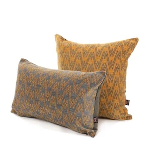 New Soft Woven Designer Mustard Chevron Striped Geometric Pattern Fabric Cushion - Picture 1 of 3