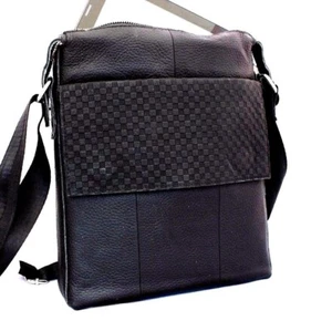 Bolso de Cuero Mensajero Vintage Genuino NEGRO ORGANIZADOR Maletín Negro Bandolera - Imagen 1 de 6
