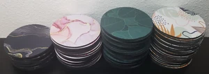 (Lot Of 69) 4" Round Absorbent Rubber Drink Coasters With Non-Slip Backing - Picture 1 of 7