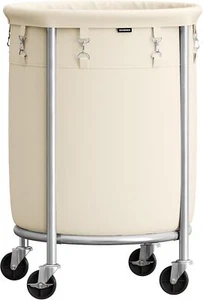 Laundry Basket with Wheels, Rolling Laundry Hamper, 29 Gal., Round Laundry Cart - Picture 1 of 7