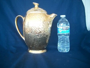 WEEPING BRIGHT GOLD COFFEE POT WITH LID CALIFORNIA - Picture 1 of 9