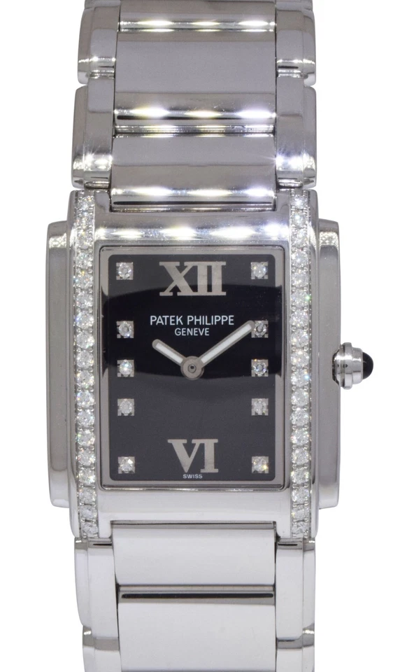 Patek Philippe Twenty~4 Steel & Diamond Forever Black Ladies Watch 24 4910/10A - Image 1 of 4