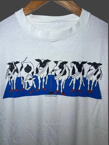 Vintage 80s Art Cows T-shirt Size M Single Stitch True Vintage - Picture 1 of 6