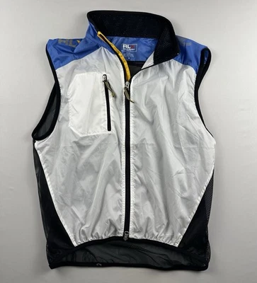 Polo Sport RLX Vest Mens Medium Zip Blue White Logo Polyester Gilet Ralph Lauren - Image 1 of 4