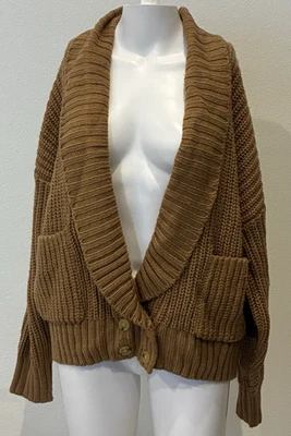 Cárdigan Anthropologie Gran Tamaño Grueso Tejido Mezcla Lana M Mantón Cuello Marrón Usado en Excelente Condición Foto 1 de 4