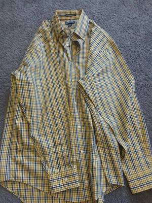 Lands' End Mens Long Sleeve Shirt Blue Yellow Red Plaid Cotton Size  16-34 - Image 1 of 3