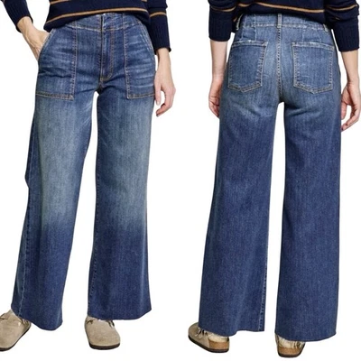 Pantalones de mezclilla cortos Kut from the Kloth Meg tiro alto pierna ancha deshilachados al tobillo talla 12 Foto 1 de 4