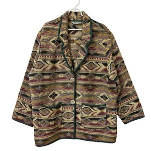 Haband Vintage Womens Size XXL Aztec Button Down Tapestry Jacket Southwestern - Picture 1 of 6