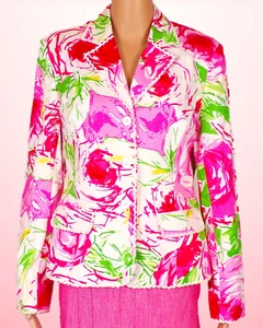CITY SILK size 10 multicolor floral blazer cotton/spandex dry clean only - Picture 1 of 17