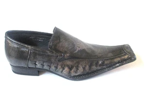 Vestido Mocasín Hombre Antonio Zengara Negro/Plateado Diseño Tribal Puntera Puntiaguda A400771 - Imagen 1 de 6