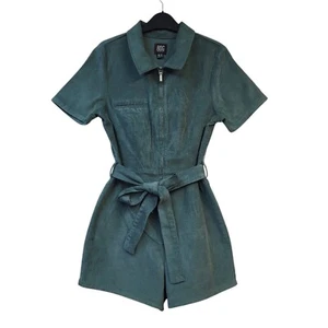 BDG Green Short Sleeve Shirt Corduroy Playsuit UK Women's XS W24 - Picture 1 of 4