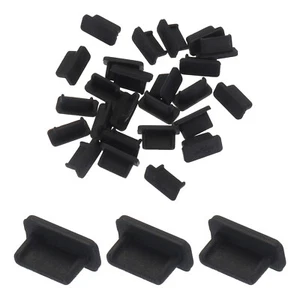 25 sztuk portów USB typu C Wtyczki Pokrowce Nasadki Silikon Ochrona przed kurzem, Czarne - Zdjęcie 1 z 7
