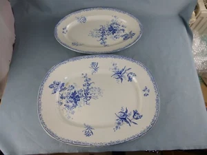 SARREGUEMINES FONTANGES bleu ENORME plat a viande + plat ovale 46 cm / 36 cm - Foto 1 di 7