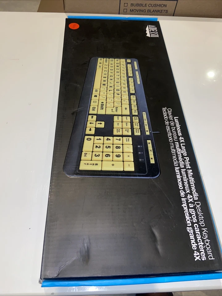 Adesso AKB-132UY - Luminous 4 X Large Print Multimedia Desktop USB Keyboard - Image 1 of 1