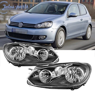 Conjunto de faros halógenos negros transparentes para Volkswagen Golf 2010-2014 Foto 1 de 4