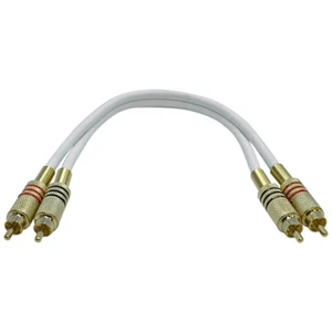 Premium 1 Foot White Dual RCA Male to Dual RCA Male Audio Patch Cable - Picture 1 of 2