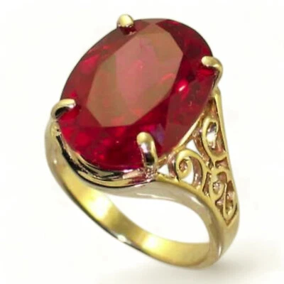 Created Ruby, Solid 10KY or 14KY Gold Ladies Ring, R049 - Image 1 of 4