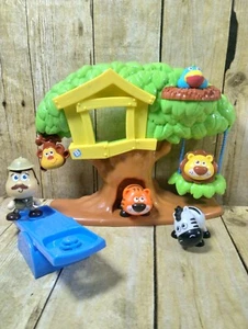 Blue Box Toys Jungle Tree With Seesaw Lion Tiger Monkey Zebra Bird Man 7pc Set - Picture 1 of 6