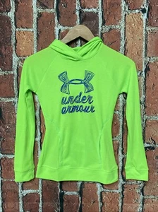 Under Armour Girl’s Hoodie Size Youth Small YSM Waffle Knit Sweat Shirt Neon - Picture 1 of 6