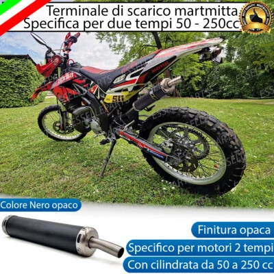 MARMITTA SILENZIATORE SCARICO SPECIFICO PER MOTO 2 TEMPI 50 - 250 cc NERO OPACO - Immagine 1 di 4