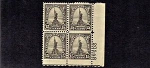 1931 U.S. ROTARY ISSUE 15c Gray Statue of Liberty Plt#Blk of 4 Sc#696  M/NH/OG* - Picture 1 of 1